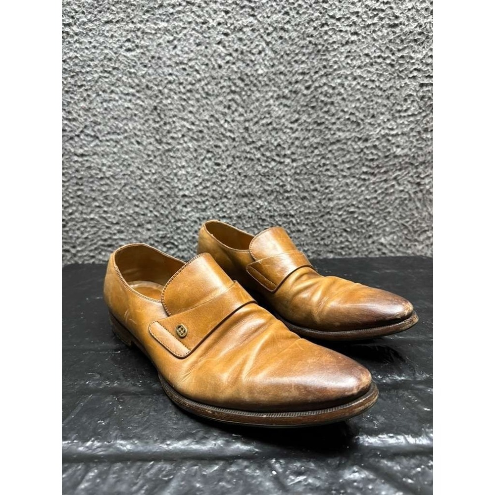 Gucci Calfskin Leather Interlocking G Slip-On Loafers Brown Mens Size 7.5 US